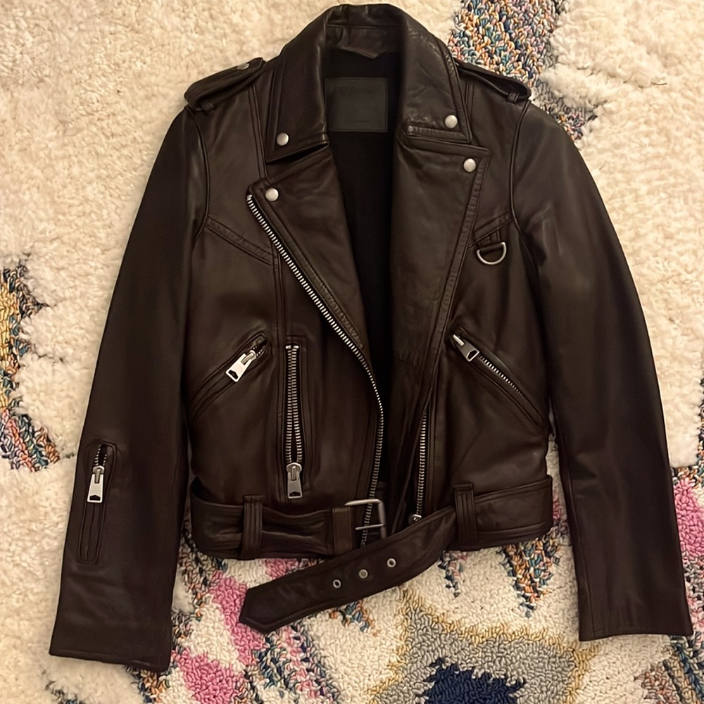 All Saints Dark Brown Leather Jacket - Picture 2 of 8